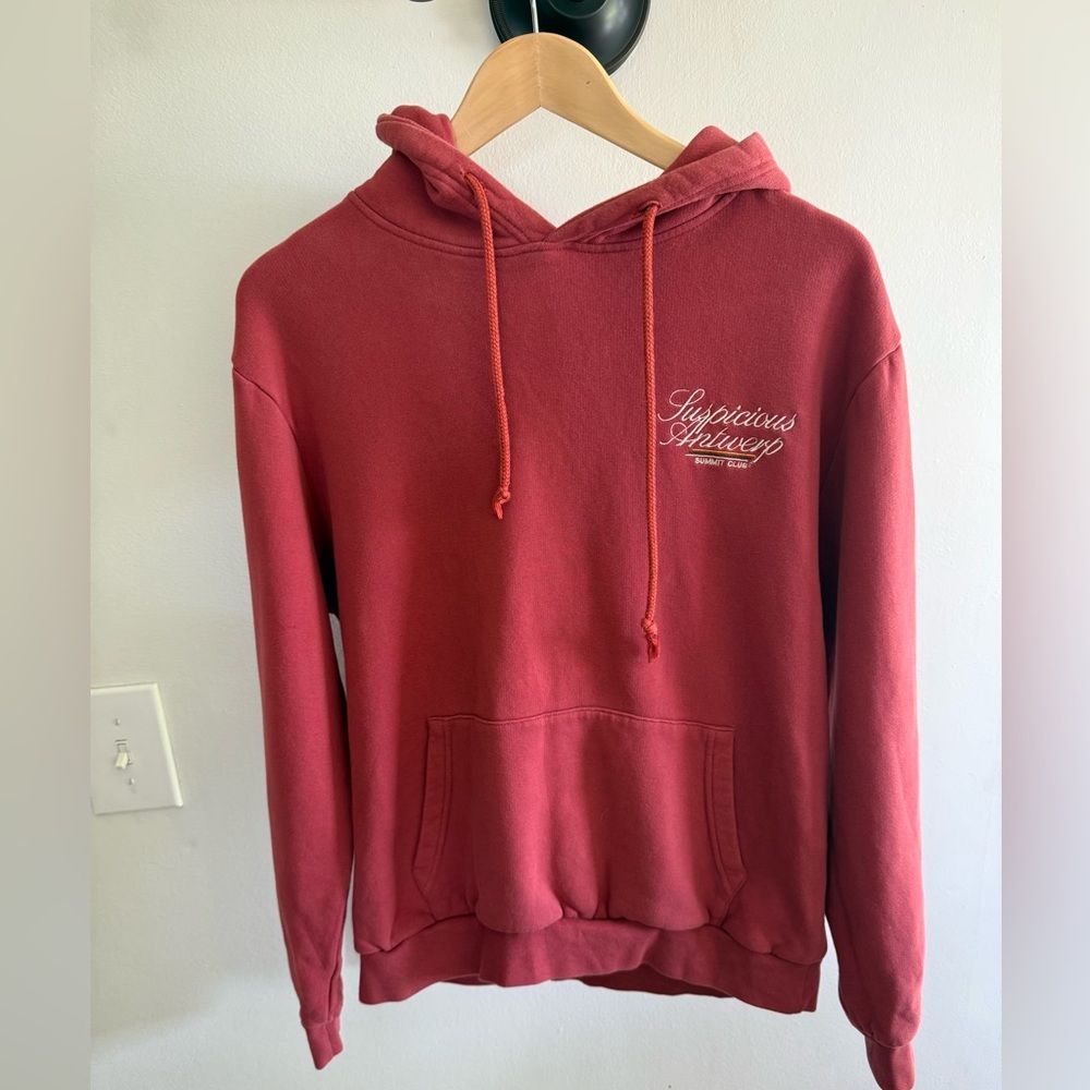 Suspicious Antwerp Summit Club Red Hoodie Sweater Embroidered Logo Streetwear, M — image 5 of 8